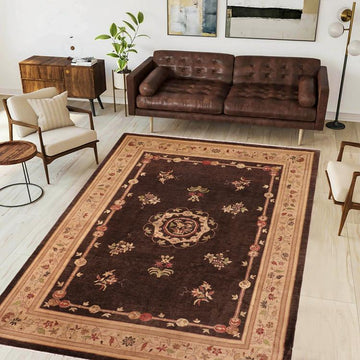 handmade Traditional Kafkaz Brown Tan Hand Knotted RECTANGLE 100% WOOL area rug 10 x 14